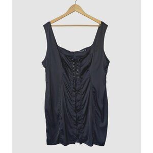 Y2K Corset Mini Dress 1X Satin Fairy Grunge Witchy Whimsigoth‎ Vamp Lace Up